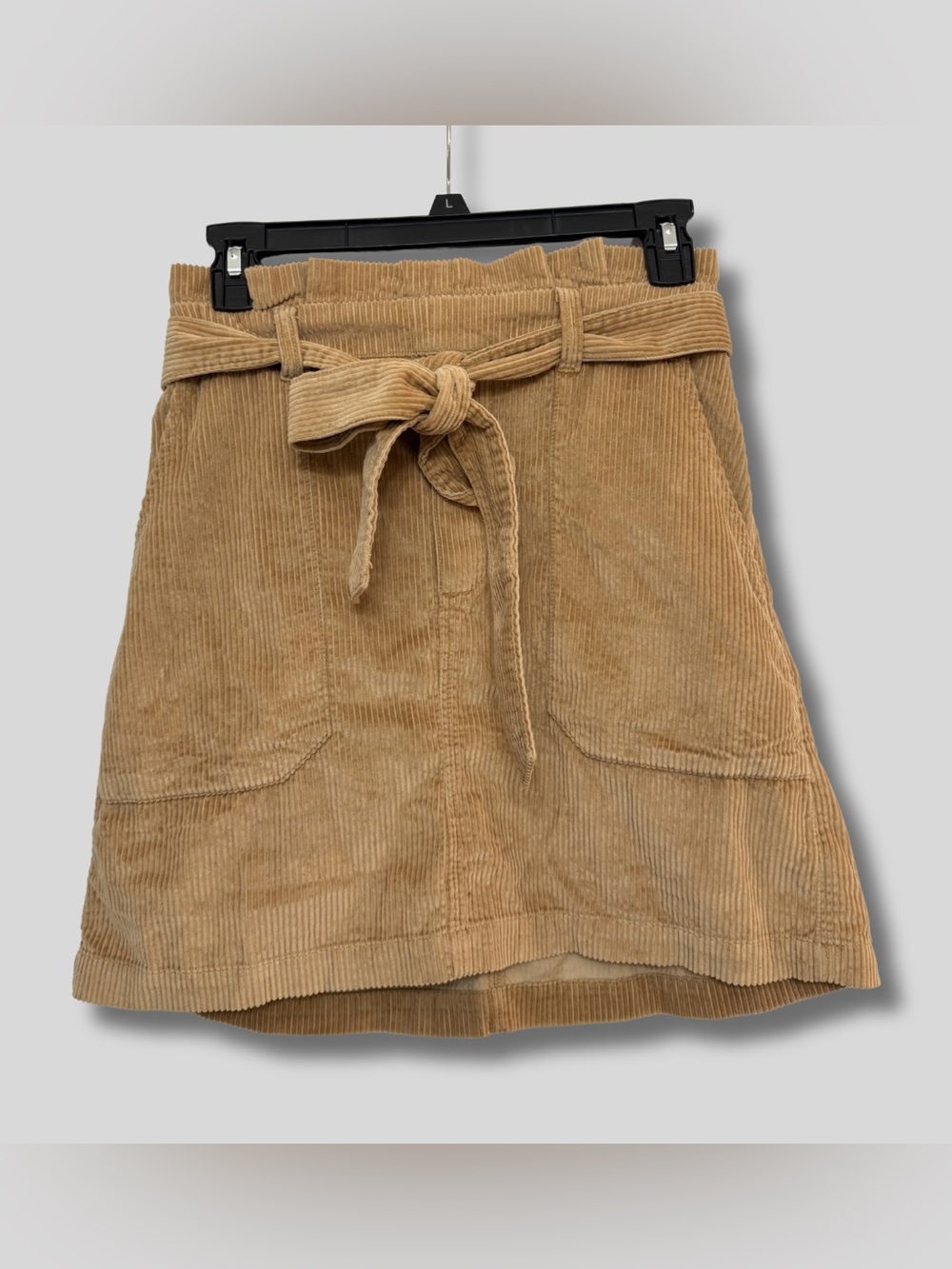 NWT American Eagle Outfitters Tan Corduroy Skirt with Tie Front & Pockets